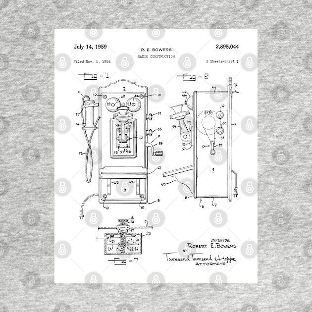 Phone Patent - Telephone Hallway Home Decor Art - White by patentpress